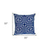 22" Beige and Blue Poly Cotton Blend Throw Pillow with Embroidery and applique