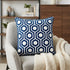 20" X 20" Blue Geometric Cotton Zippered Pillow