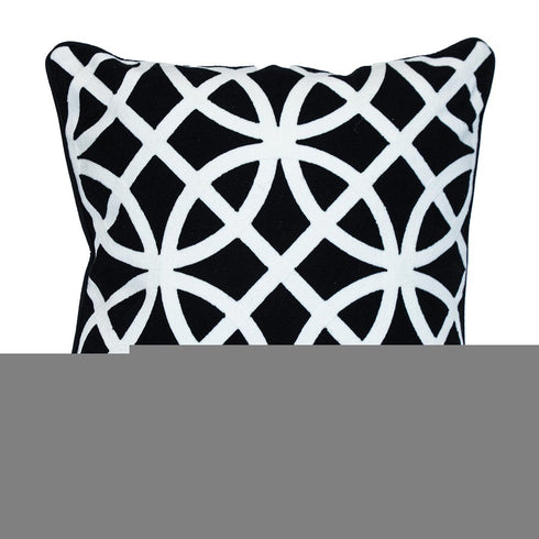 20" Black Geometric Cotton Throw Pillow