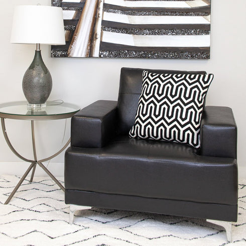 20" Black Geometric Cotton Throw Pillow