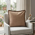 24" Brown and White Striped Cotton Throw Pillow With Fringe