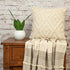 20" Off White Geometric Cotton Throw Pillow