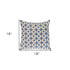 18" Beige and Blue Geometric Cotton Throw Pillow