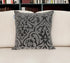 18" Gray and Silver Damask Velvet Throw Pillow With Beads