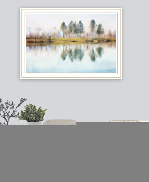 Lake Reflections White Framed Print Wall Art