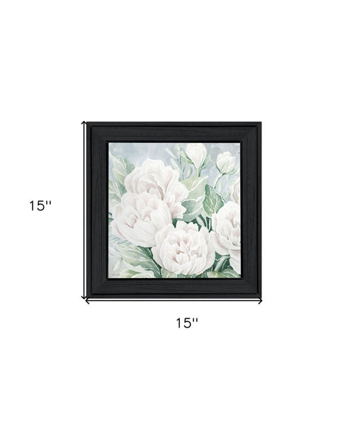 Peaceful Peonies In Full Bloom Black Framed Print Wall Art