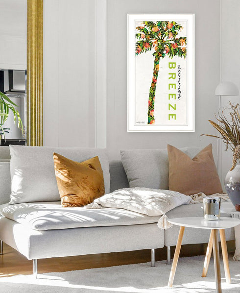 Summer Breeze Funky Palm Tree White Framed Wall Art