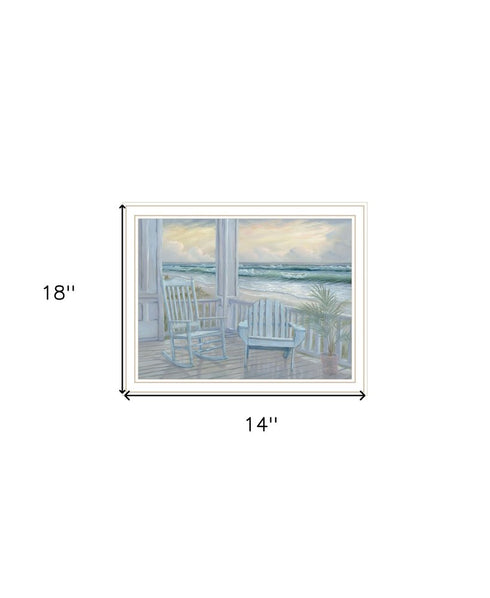 Coastal Porch White Framed Print Wall Art
