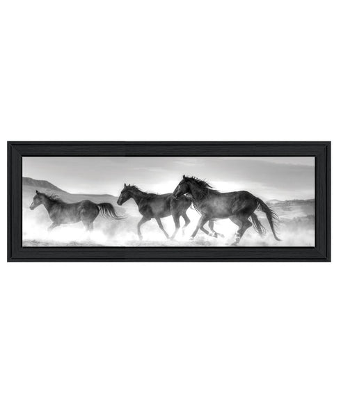 Horses Rolling By Black Framed Print Wall Art