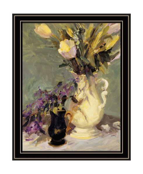 Tulips and Lavender Black Framed Print Wall Art