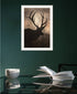 Elk Sunrise White Framed Print Wall Art