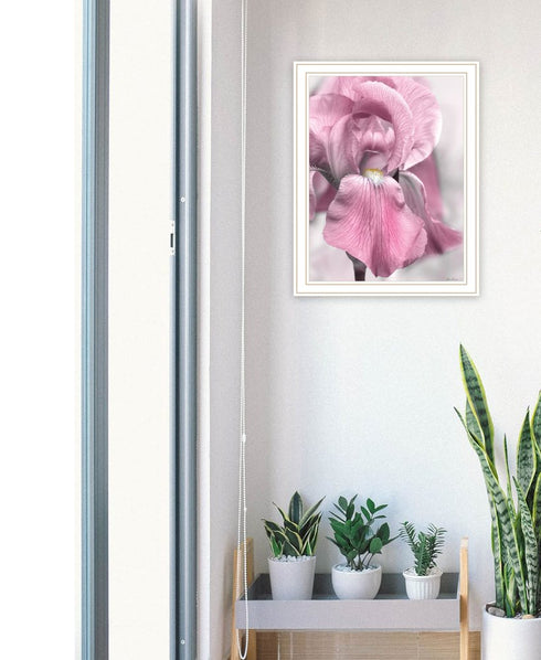 Pink Iris White Framed Print Wall Art