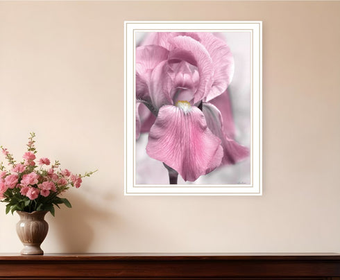 Pink Iris White Framed Print Wall Art
