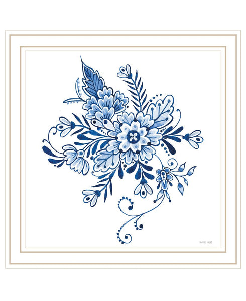 Floral Calligraphy Sketches White Framed Print Wall Art