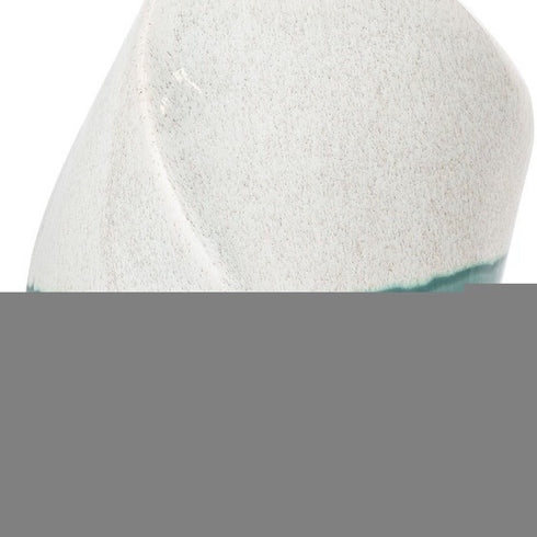 12" Green and Ivory Ombre Wavy Ceramic Table Vase