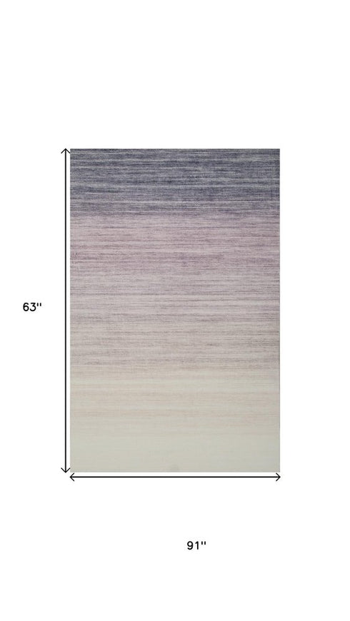 5' X 8' Purple Abstract Area Rug