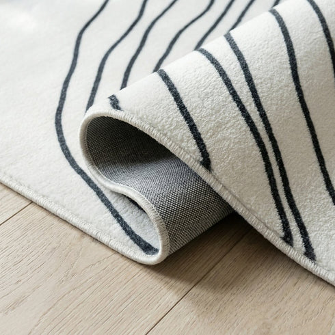 5' X 8' Black and White Abstract Distressed Area Rug