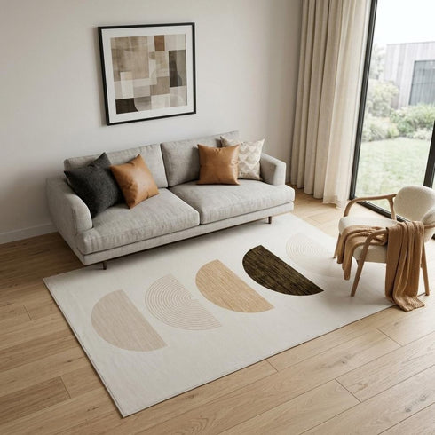 5' X 8' Cream Abstract Area Rug