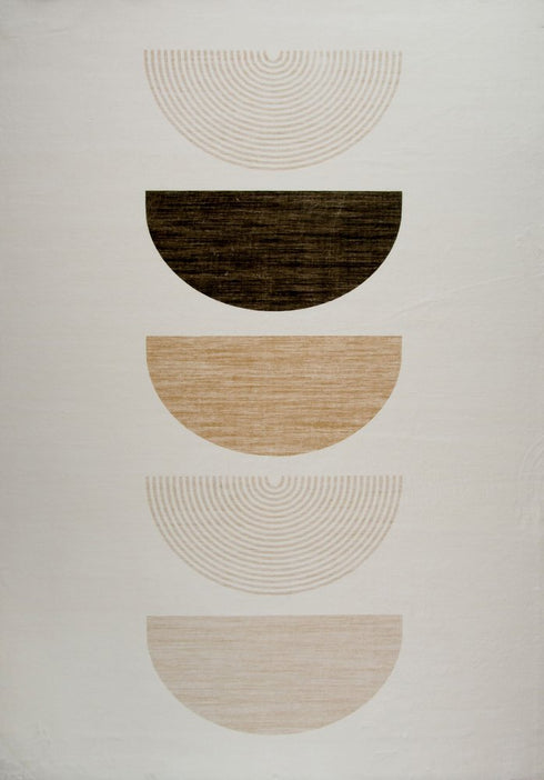 5' X 8' Cream Abstract Area Rug