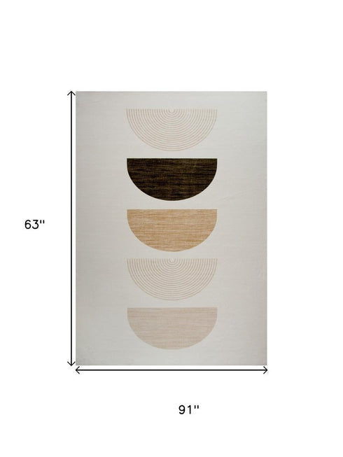 5' X 8' Cream Abstract Area Rug
