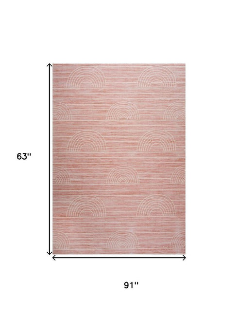 5' X 8' Pink Abstract Area Rug