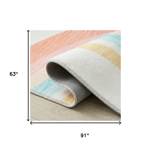 5' X 8' Pink Abstract Area Rug