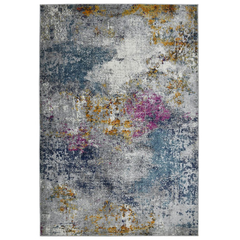 9' X 12' Blue Gray And Purple Area Rug