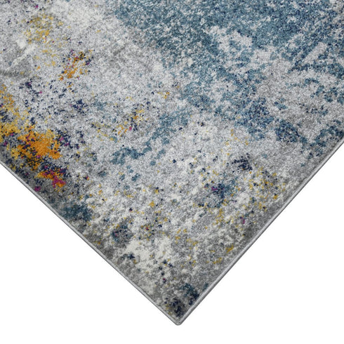 9' X 12' Blue Gray And Purple Area Rug