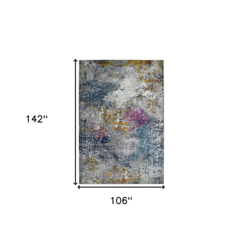 9' X 12' Blue Gray And Purple Area Rug