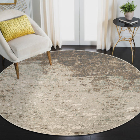 9' X 12' Gray And Ivory Abstract Area Rug