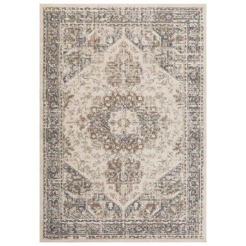 8' X 10' Gray And Beige Medallion Area Rug