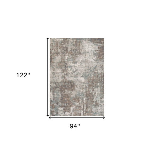8' X 10' Ivory Brown And Green Abstract Area Rug