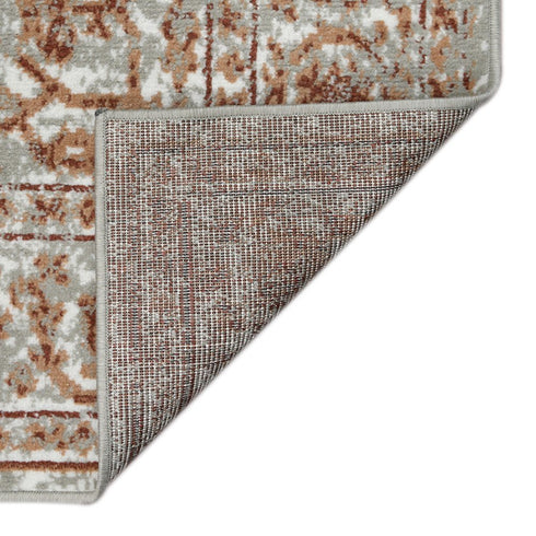 9' X 12' Ivory Gray And Rust Floral Area Rug