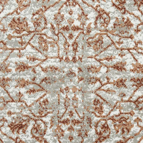 9' X 12' Ivory Gray And Rust Floral Area Rug
