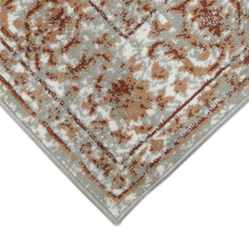 9' X 12' Ivory Gray And Rust Floral Area Rug
