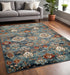 8' X 10' Teal Rust and Orange Oriental Power Loom Area Rug