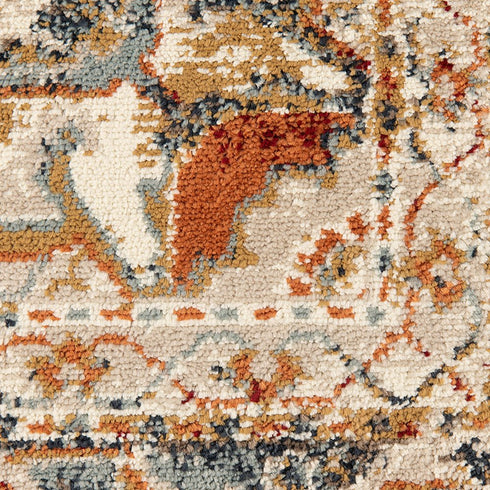 8' X 10' Ivory Tan and Gold Medallion Power Loom Area Rug