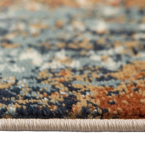 5' X 8' Tan Orange and Gray Abstract Power Loom Area Rug
