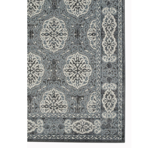 9' X 12' Charcoal And Ivory Medallion Area Rug