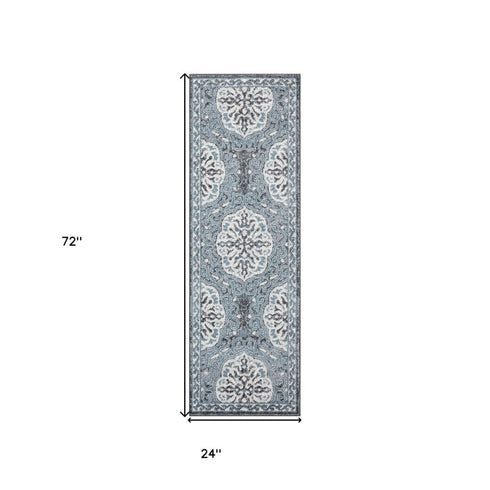 9' X 12' Charcoal And Ivory Medallion Area Rug
