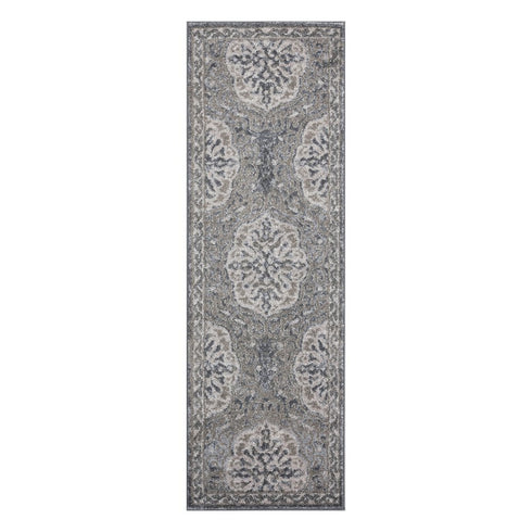 9' X 12' Charcoal And Gray Medallion Area Rug