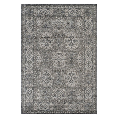 9' X 12' Charcoal And Gray Medallion Area Rug