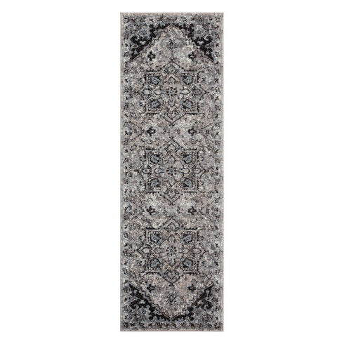 9' X 12' Black And Gray Medallion Area Rug