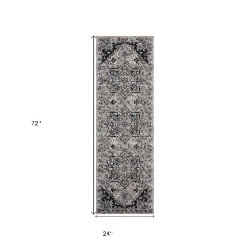 9' X 12' Black And Gray Medallion Area Rug
