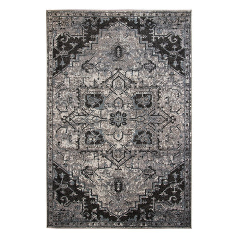 9' X 12' Black And Gray Medallion Area Rug