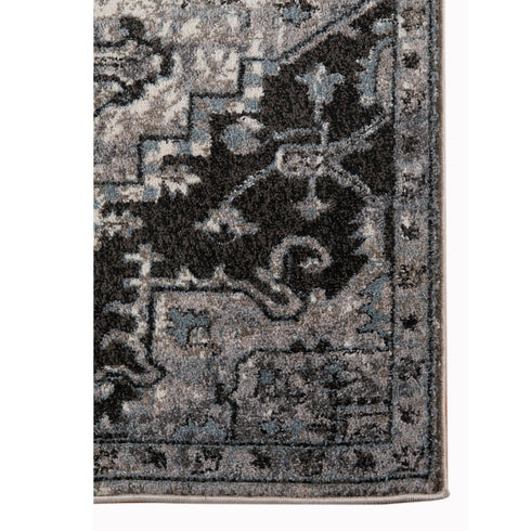 9' X 12' Black And Gray Medallion Area Rug