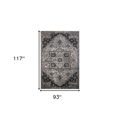 9' X 12' Black And Gray Medallion Area Rug