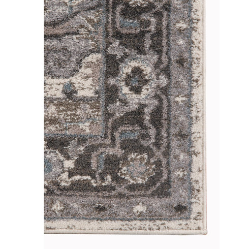 9' X 12' Ivory Taupe and Gray Medallion Power Loom Area Rug