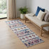 9' X 12' Ivory Blue And Orange Geometric Area Rug