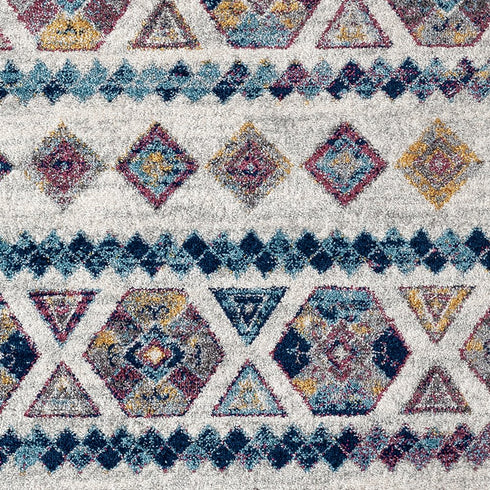 9' X 12' Ivory Blue And Orange Geometric Area Rug